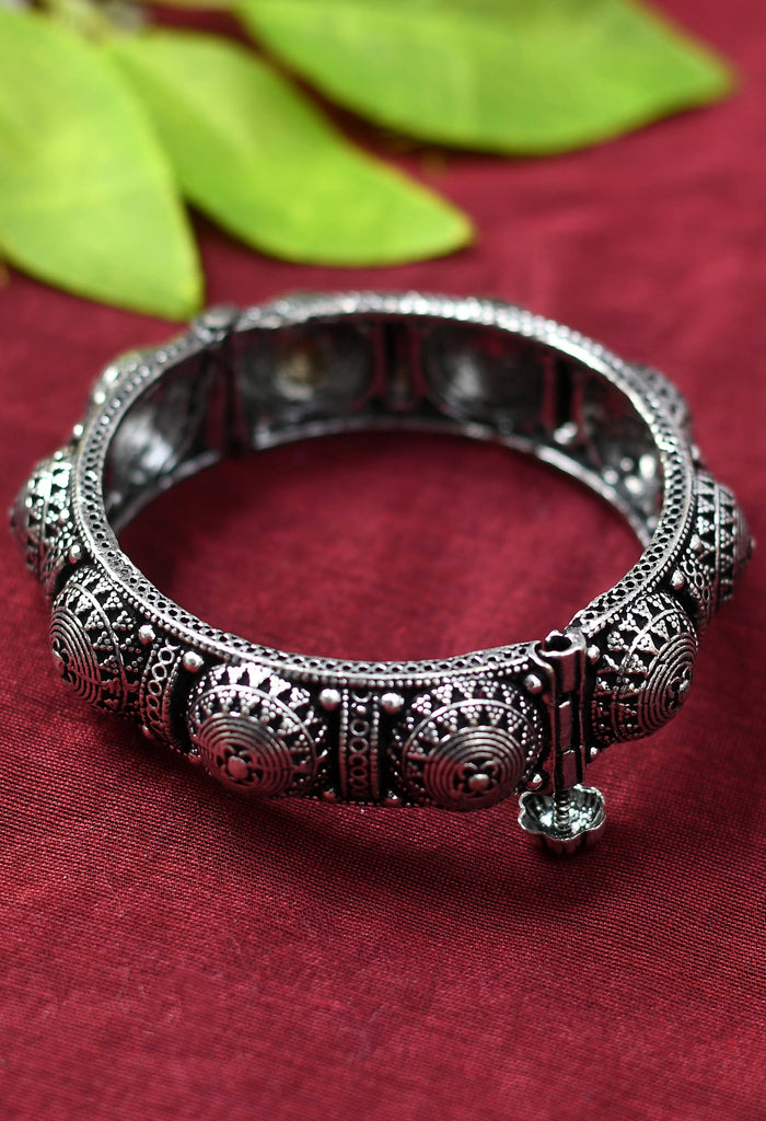 Johar Kamal Oxidised Silver-Plated Bracelet