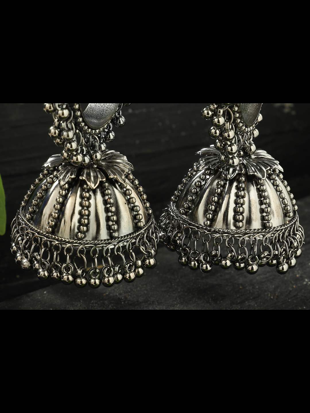 Oxidised Silver-Plated with Ghungroo Earings Jker_062