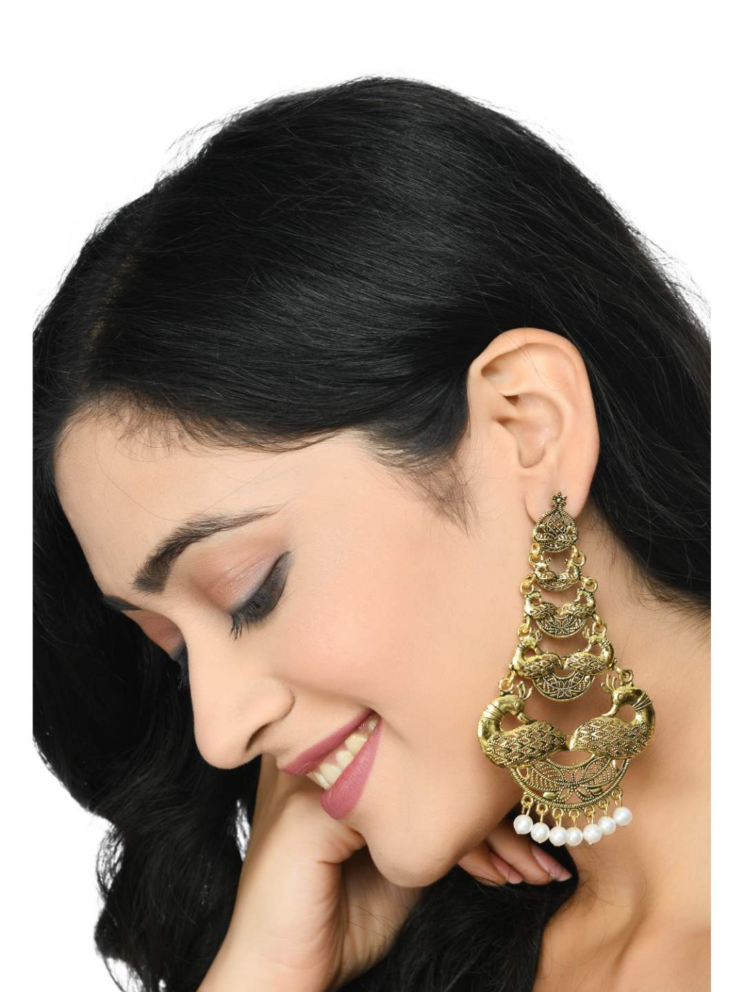 Women's  Indian Traditional Peacock Design Earings Jker_068 - Kamal Johar