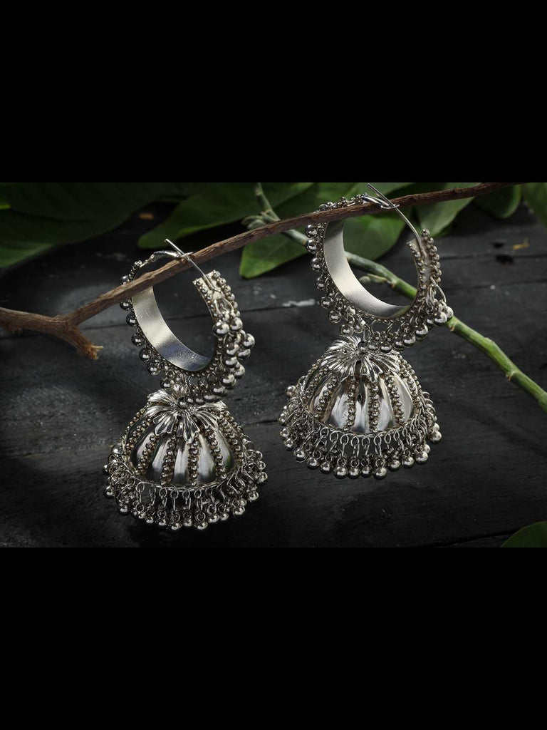 Johar Kamal Oxidised Black-Plated with Ghungroo Earings J