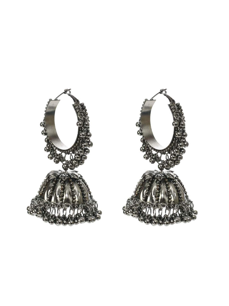 Johar Kamal Oxidised Black-Plated with Ghungroo Earings J