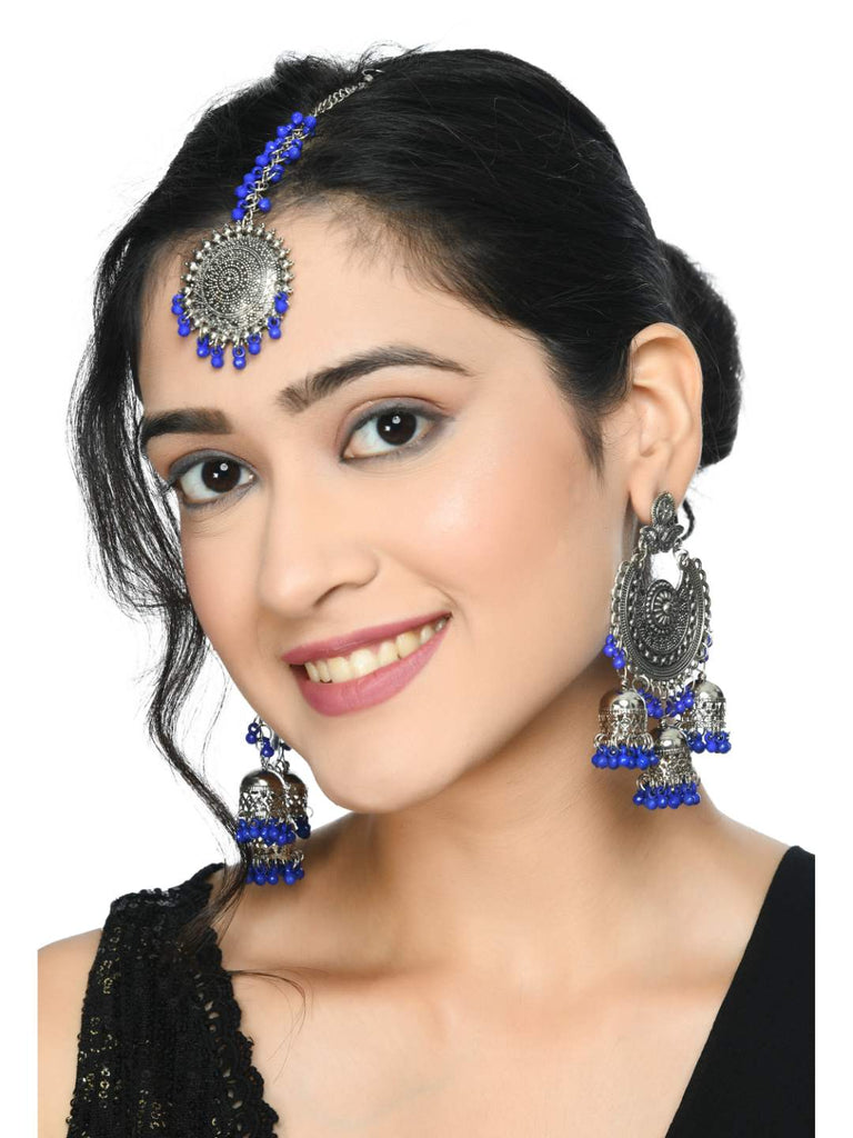 Johar Kamal Treditional Jhumkas with Maang Tikka Ear