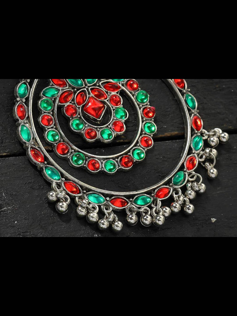 Johar Kamal Traditional Multi color circles Earrings with Kundan Jh