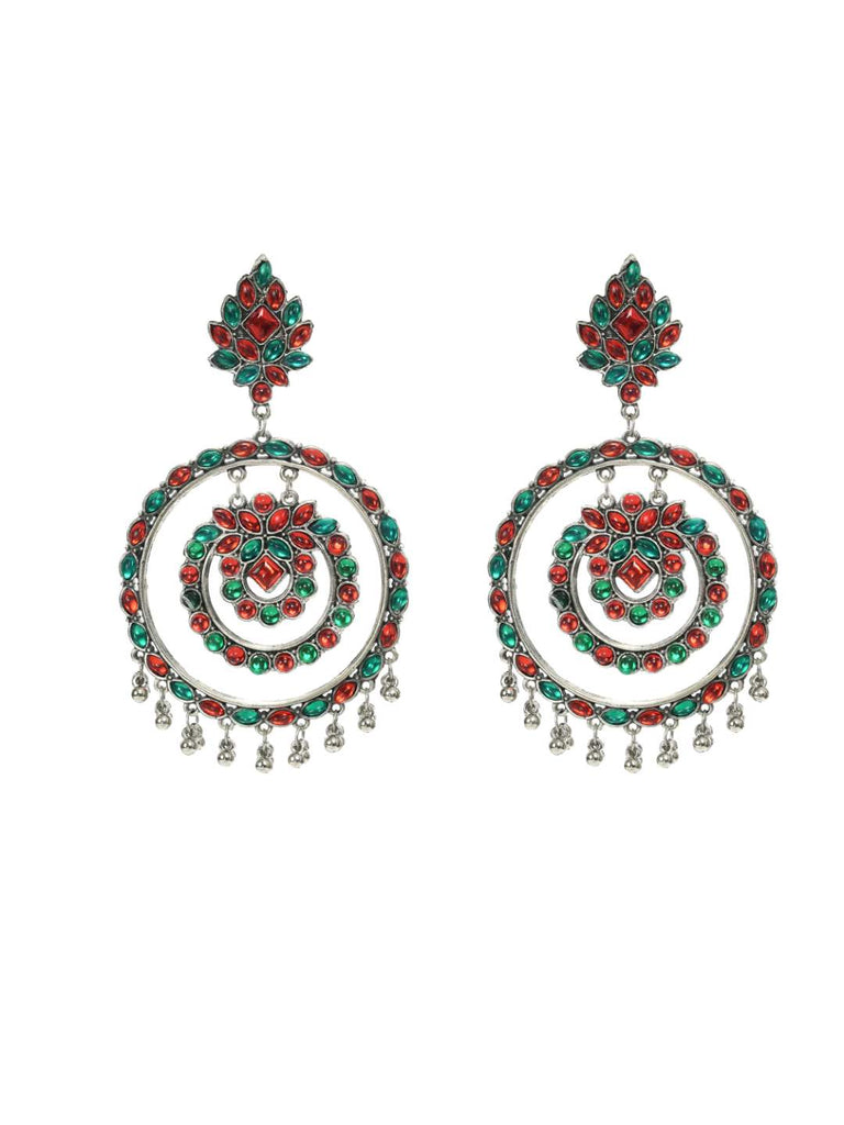 Johar Kamal Traditional Multi color circles Earrings with Kundan Jh