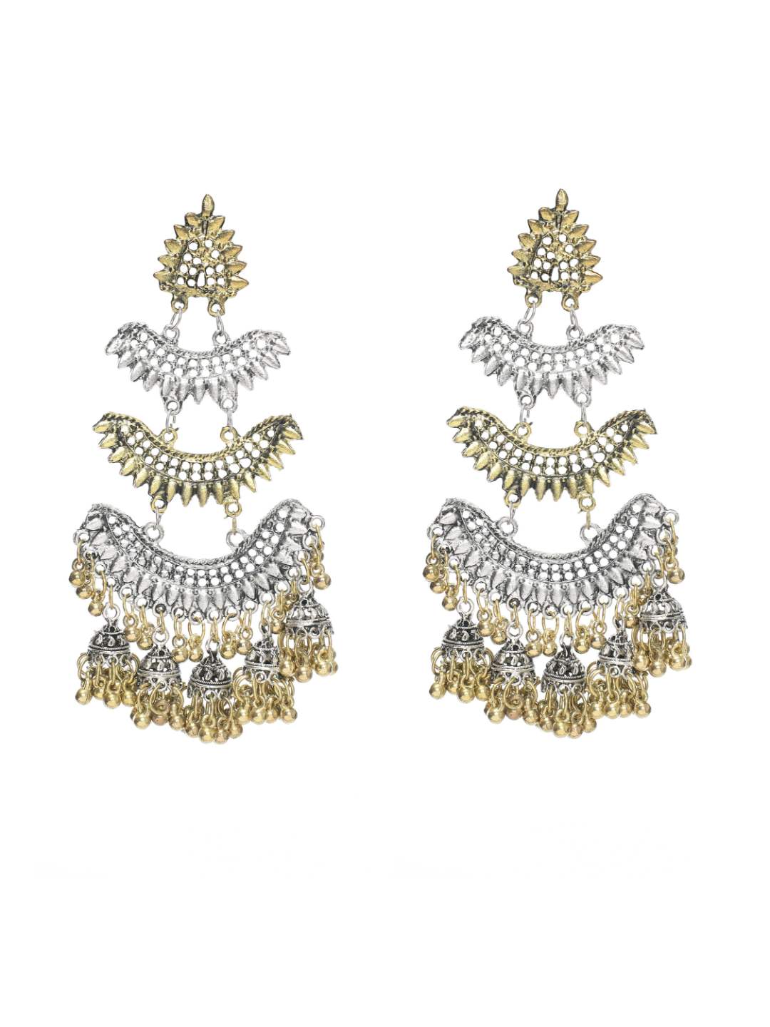 Johar Kamal Beautiful Silver & Gold Earrings with Jhumkas Design Jker_086
