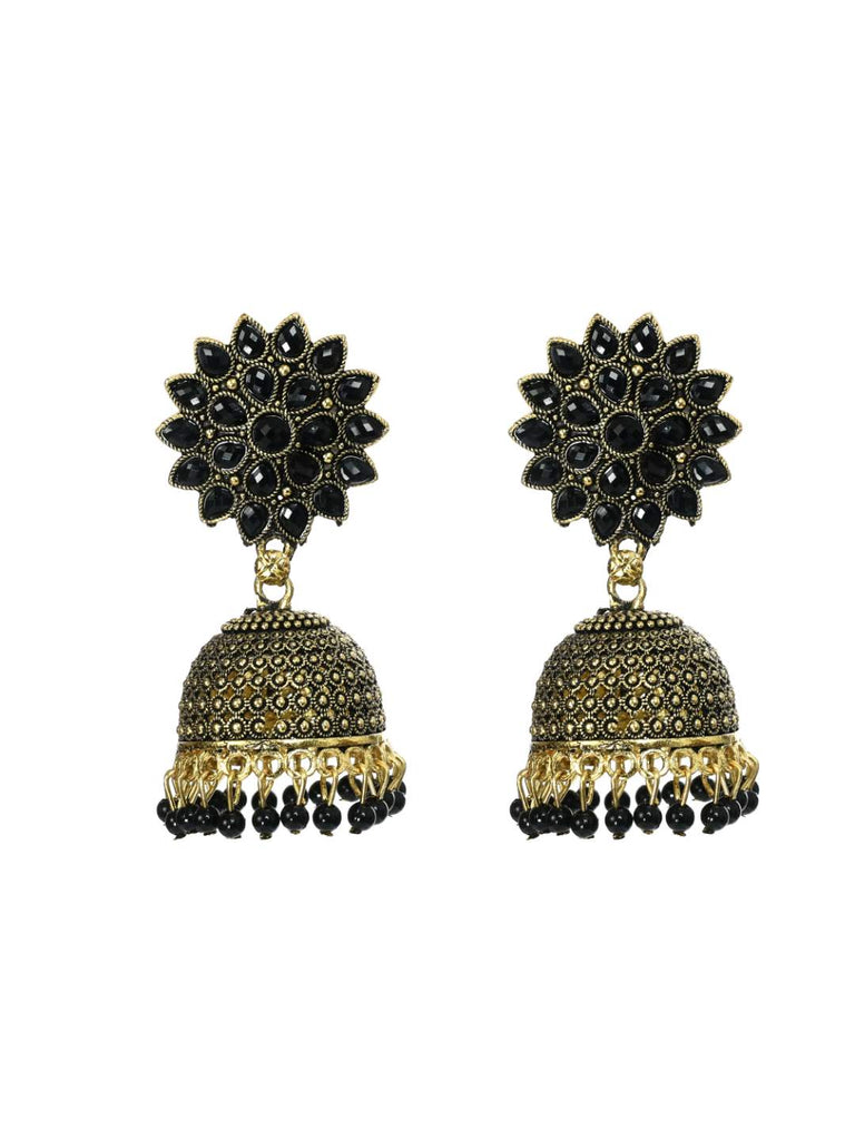 Trendia Kundan work Jhumka with Bkack Pearls Ear