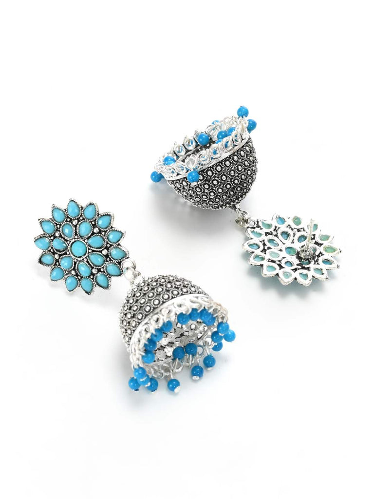 Trendia Silver-Plated Sky Blue color Kundan with Pearls Jh