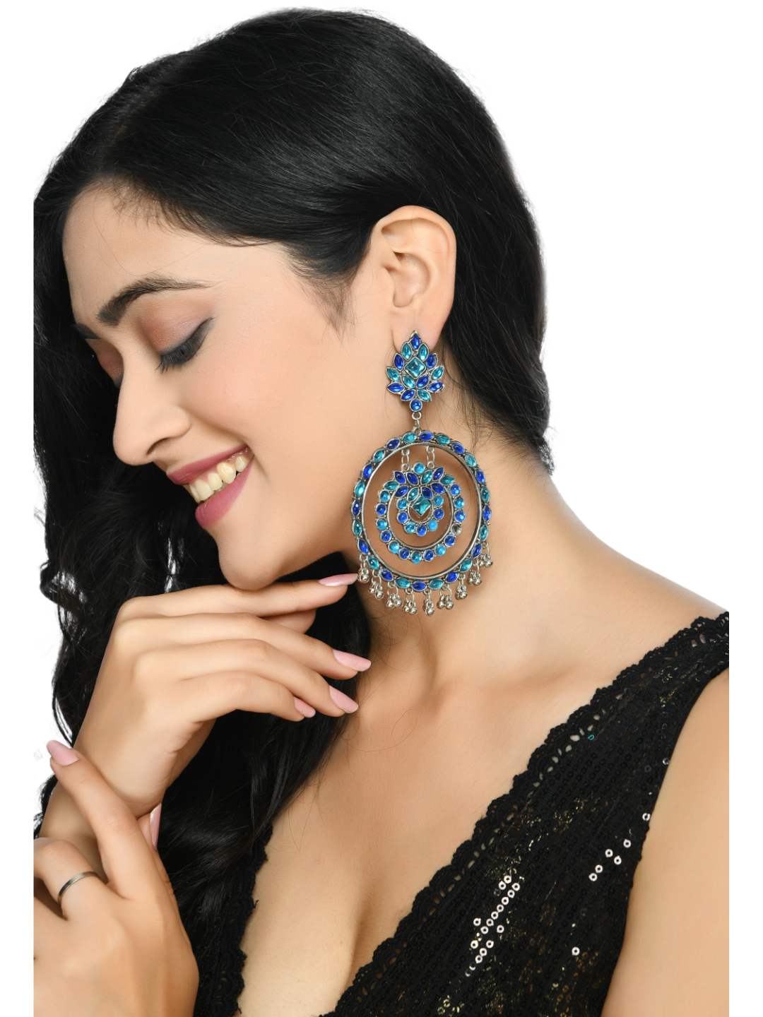 Women's  Trendia Multi color circles Earrings with Kundan Jker_135 - Kamal Johar