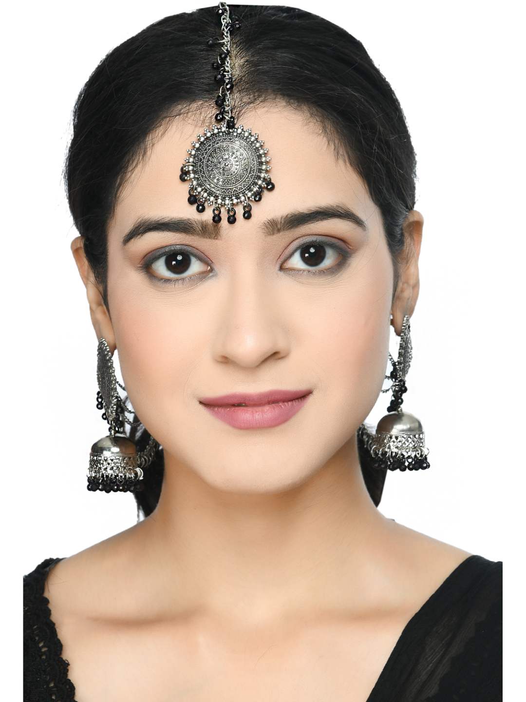 Johar Kamal Bahubali Earrings & Tika Jker_146