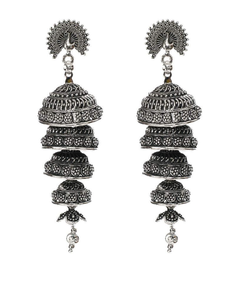 Oxidized Peacock design Silver Color Earrings