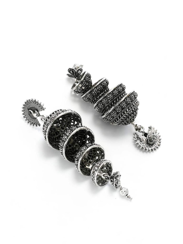 Oxidized Peacock design Silver Color Earrings