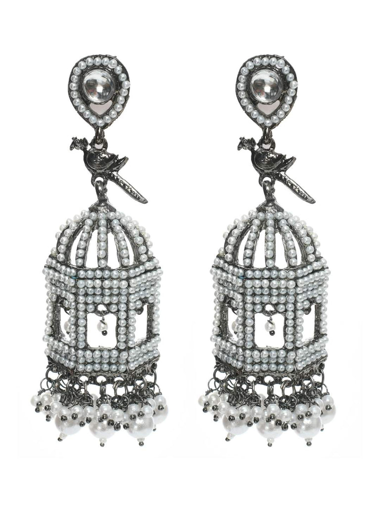 Johar Kamal Black colour Bird Nest Design Earrings with P