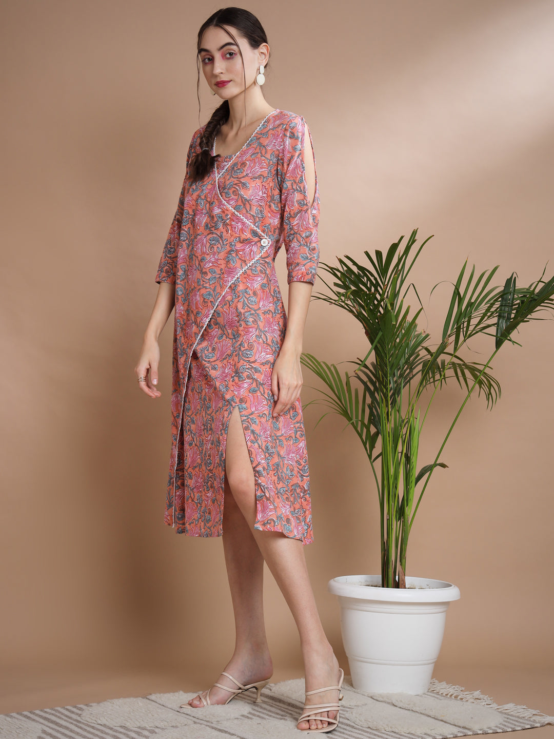 Women's Multi Floral Printed A-Line Dress - Myshka