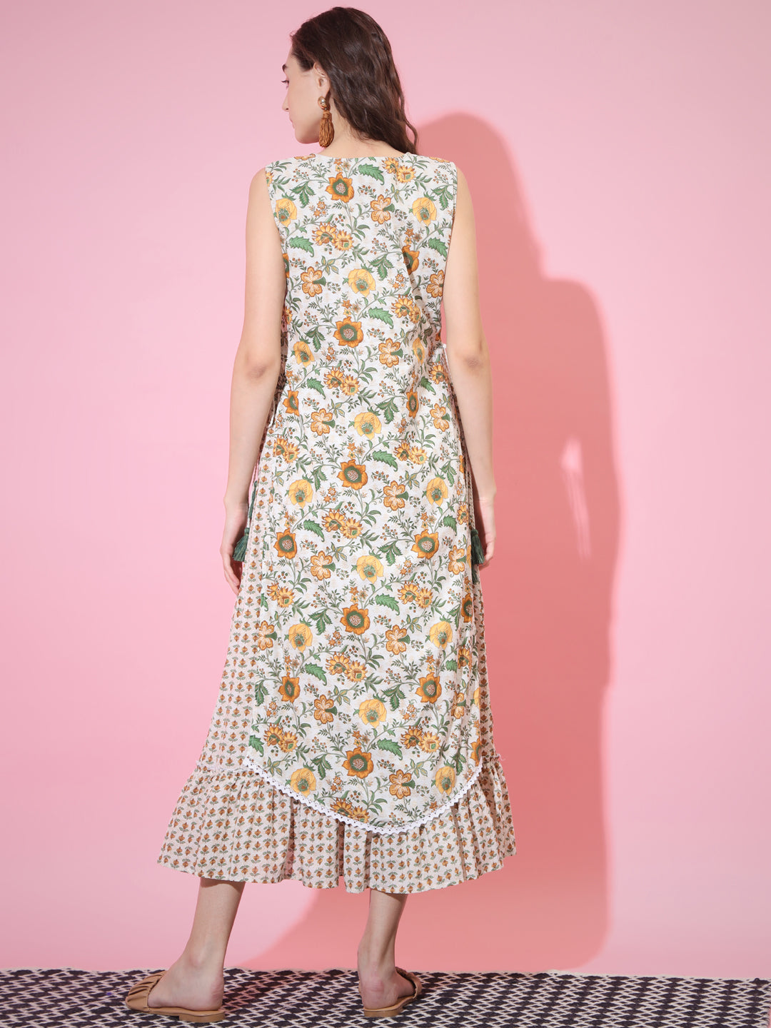 Women's Multi Floral Printed Gown Dress - Myshka