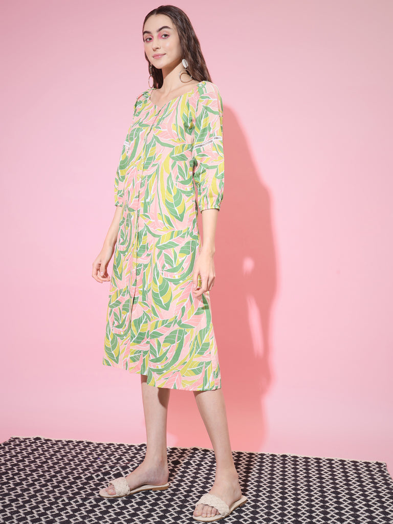 Women's Multi Abstract Printed A-Line Dress