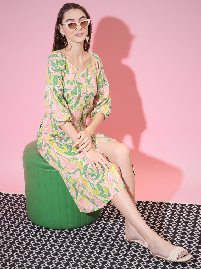 Women's Multi Abstract Printed A-Line Dress