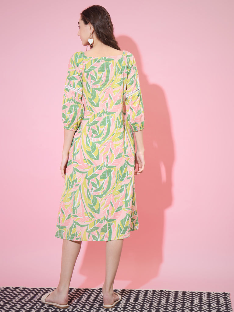 Women's Multi Abstract Printed A-Line Dress