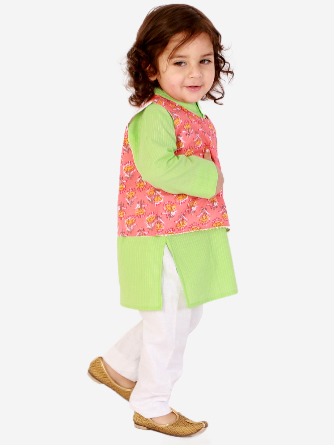 Boy's Floral Jacket Kantha Kurta Pyjama set - KID1 Boys