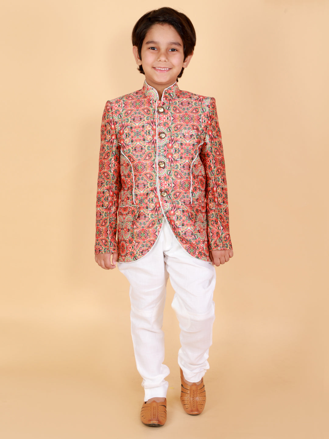 Boy's Silk Blend  Embroidery Full Length Suit Set - KID1 Boys