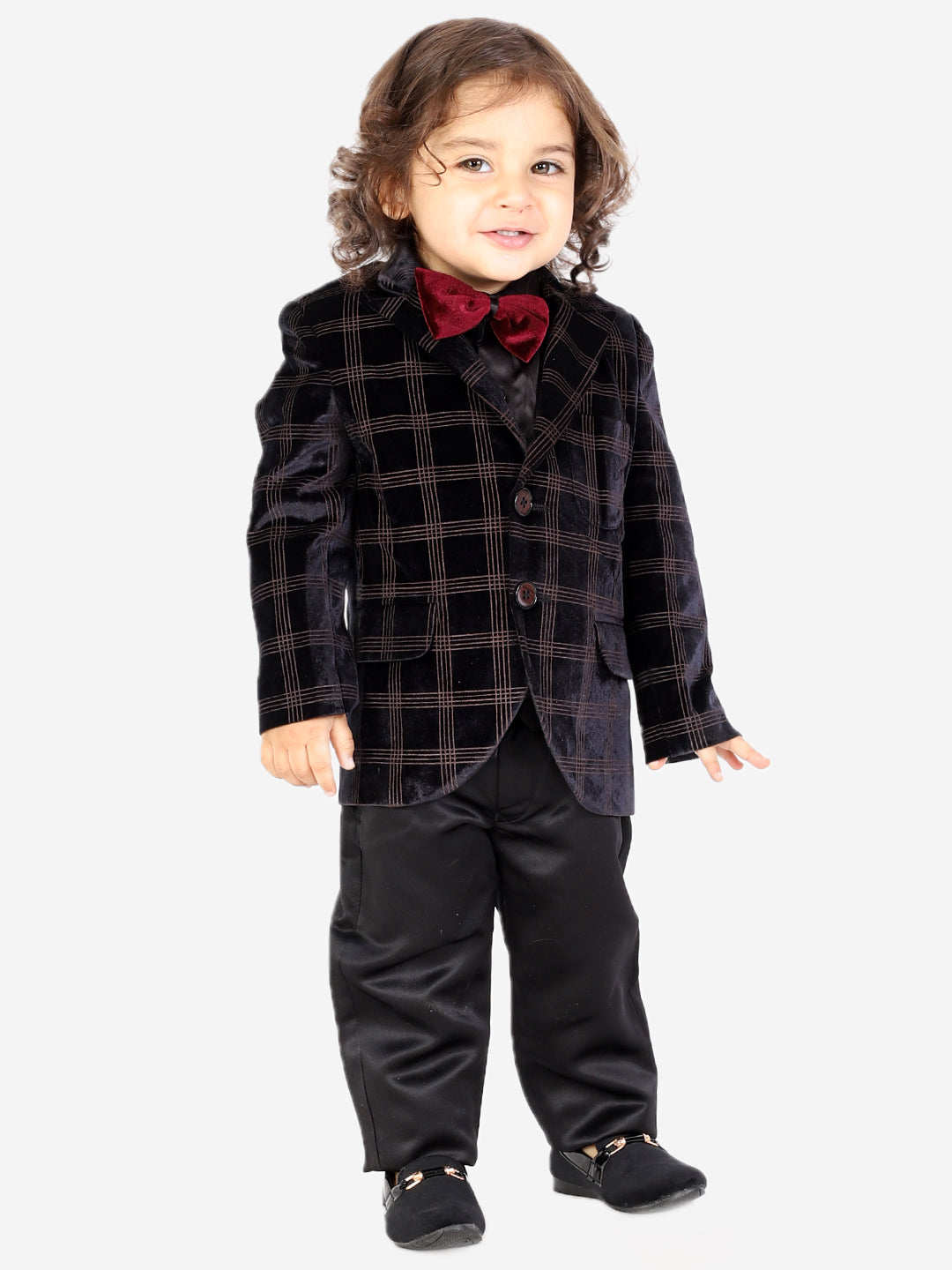 Boy's Velvet Solid Full Length Suit Set - KID1 Boys