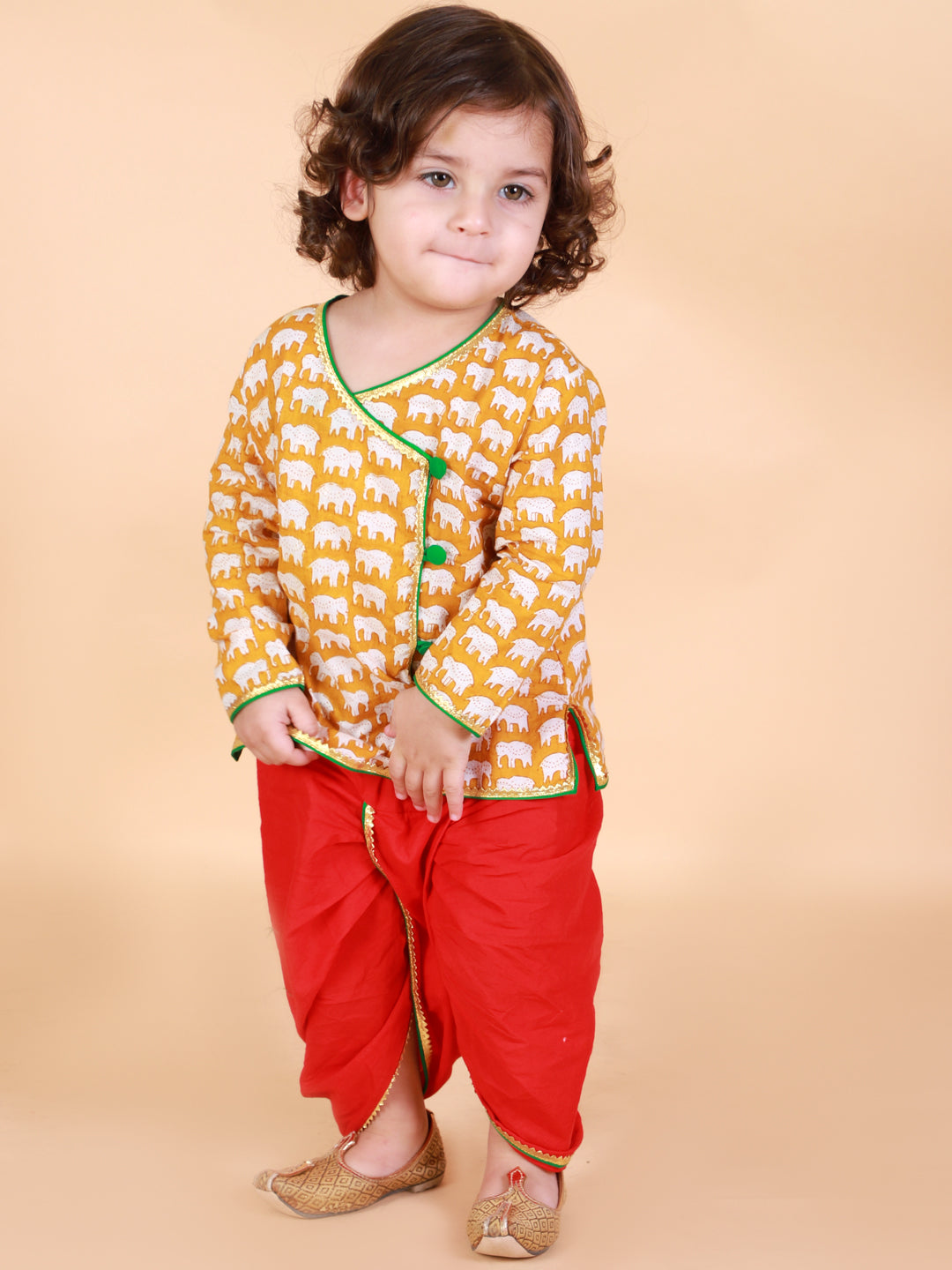 Boy's Pure Cotton Printed Ankle Length Sherwani Set With Dhoti Pant - KID1 Boys