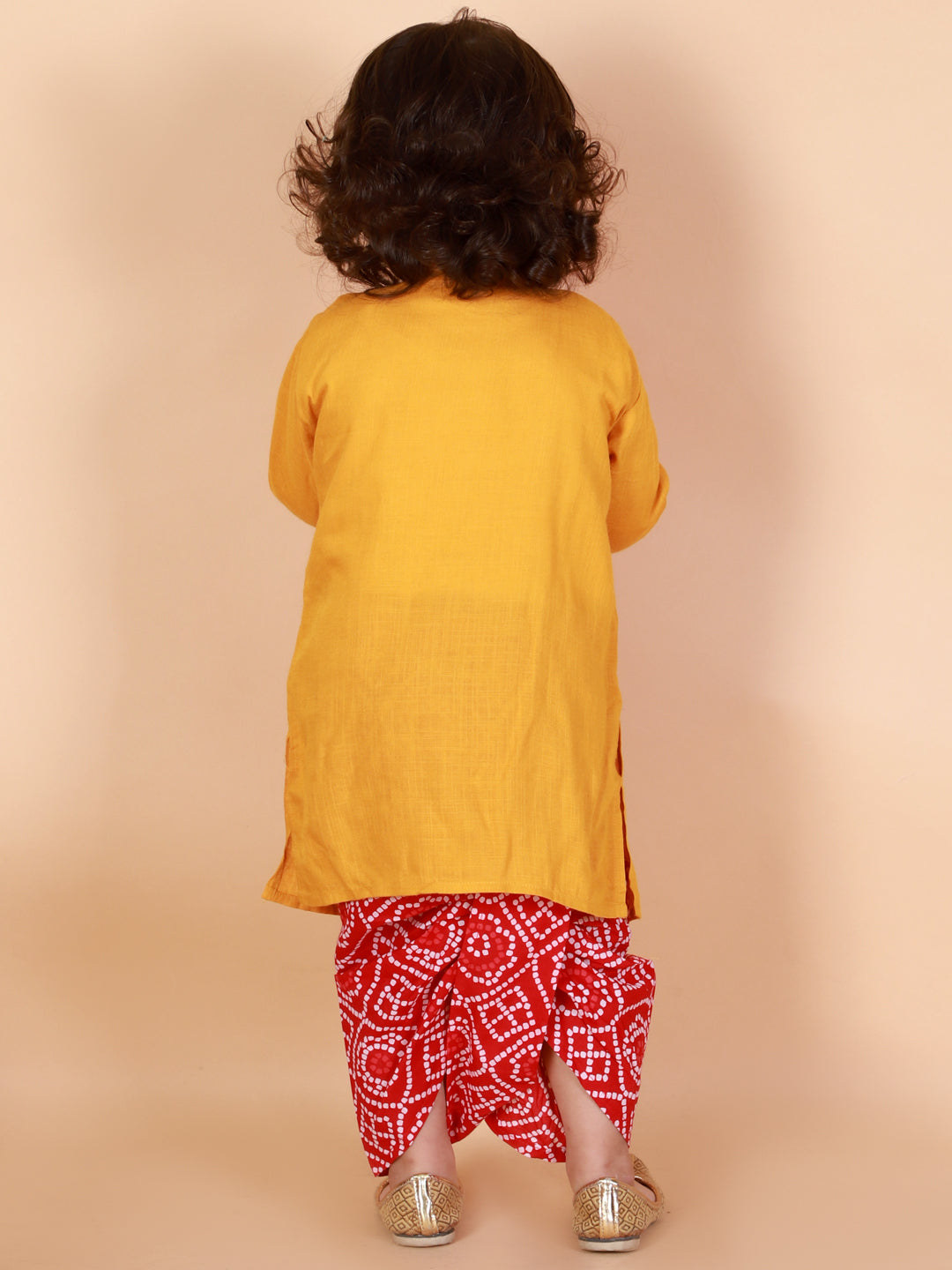 Boy's Pure Cotton Bandhani Print Ankle Length Dhoti Kurta Set - KID1 Boys