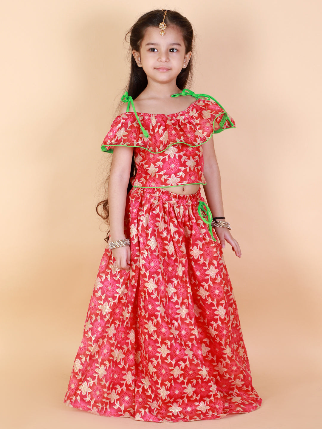 Girl's Floral Frilly Pavda Pattu - KID1 Girls