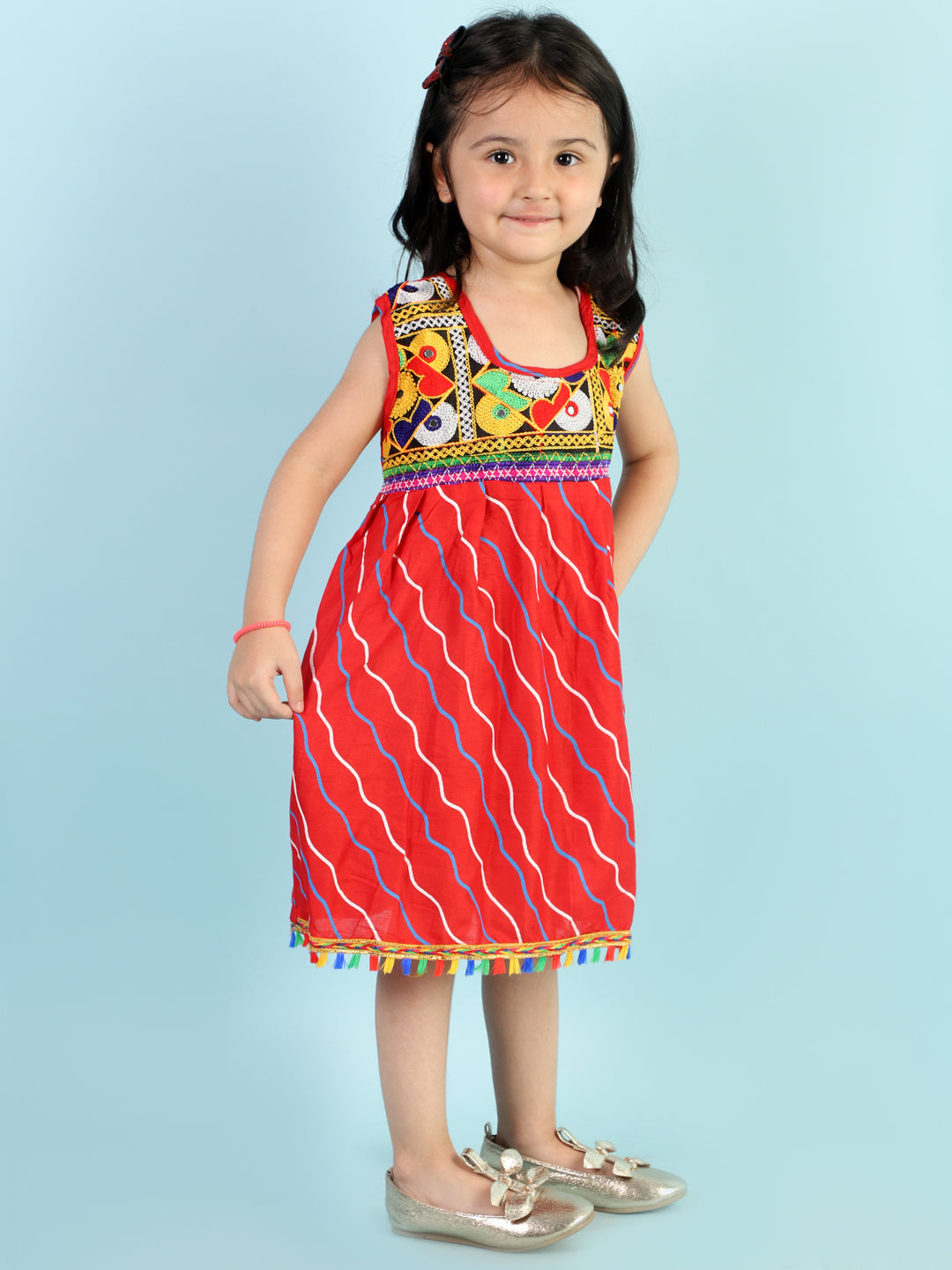 Girl's Festive Lehariya Navratri Dress - Kid1 Girls