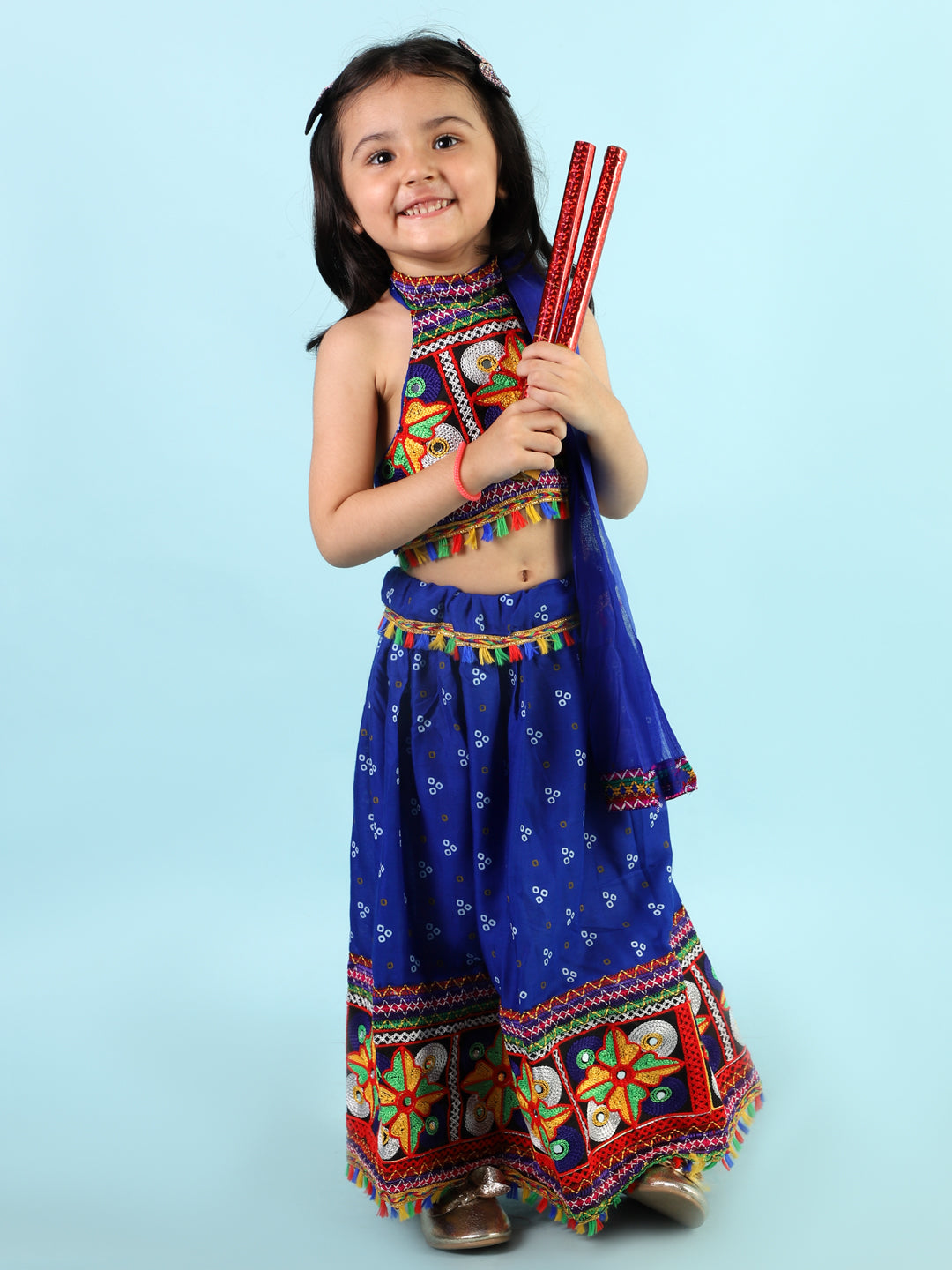 Girl's Bandhani Navratri Lehenga - Kid1 Girls