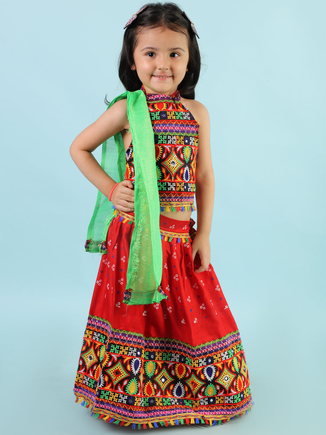 Girl's Bandhani Navratri Lehenga - Kid1 Girls