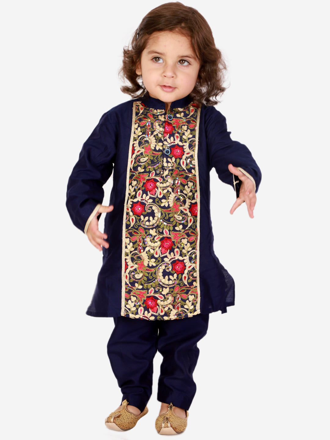 Boy's Noor floral panel kurta pyjama - KID1 Boys