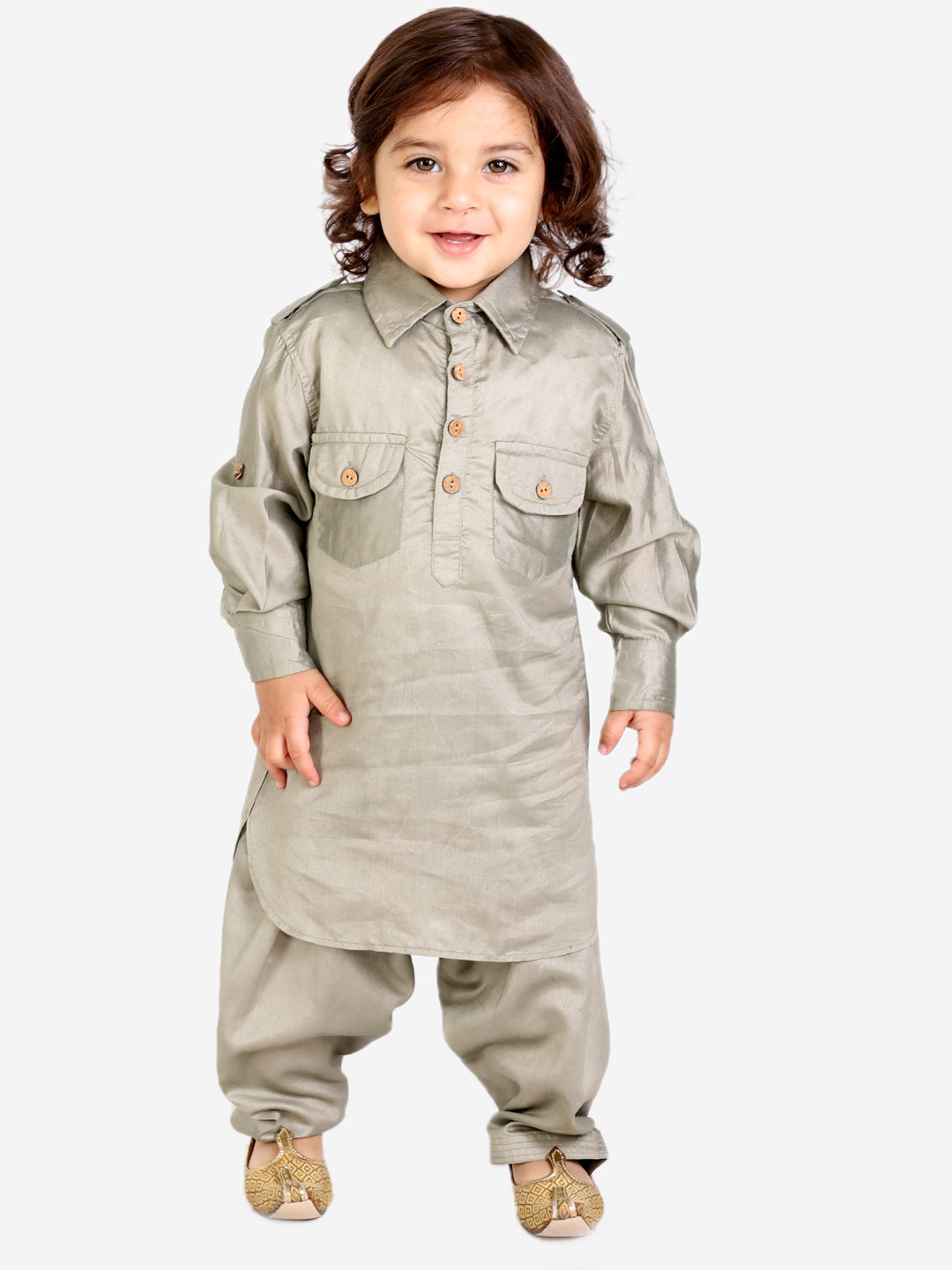 Boy's Silk Blend Solid Full Length Pathani Suit Set - KID1 Boys
