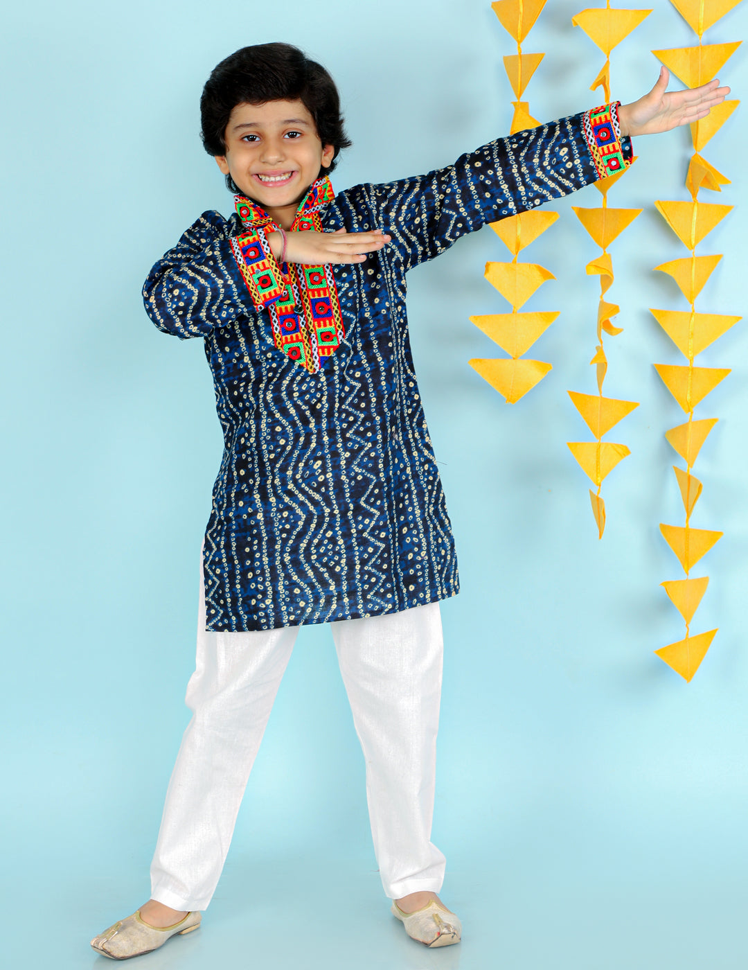 Boy's  Blue Color Bandhani Print Kurta Pajama - KID1 Boys