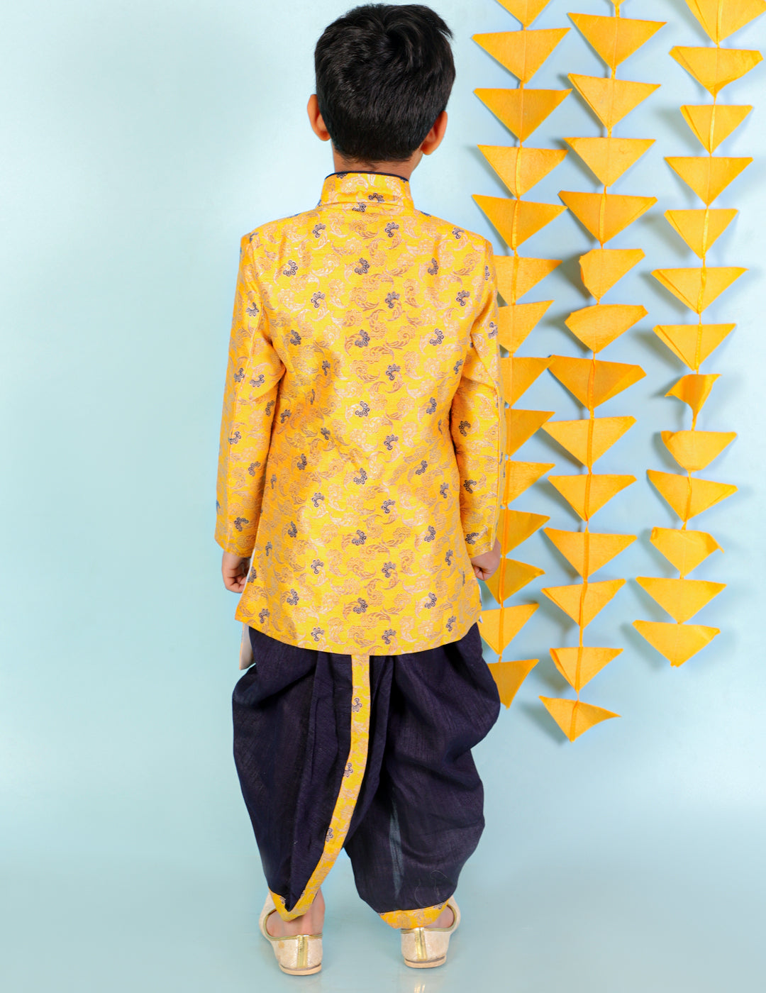 Boy's  Yellow Color Festive Sherwani Dhoti - KID1 Boys