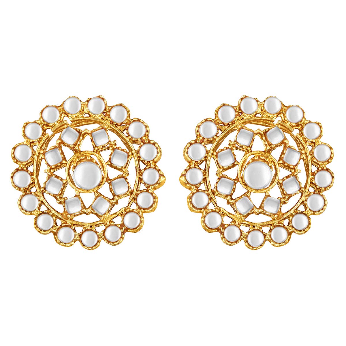 Women's 18k Gold Plated Maroon Pearl Beaded Choker Set with Stud Earrings for women - I Jewels