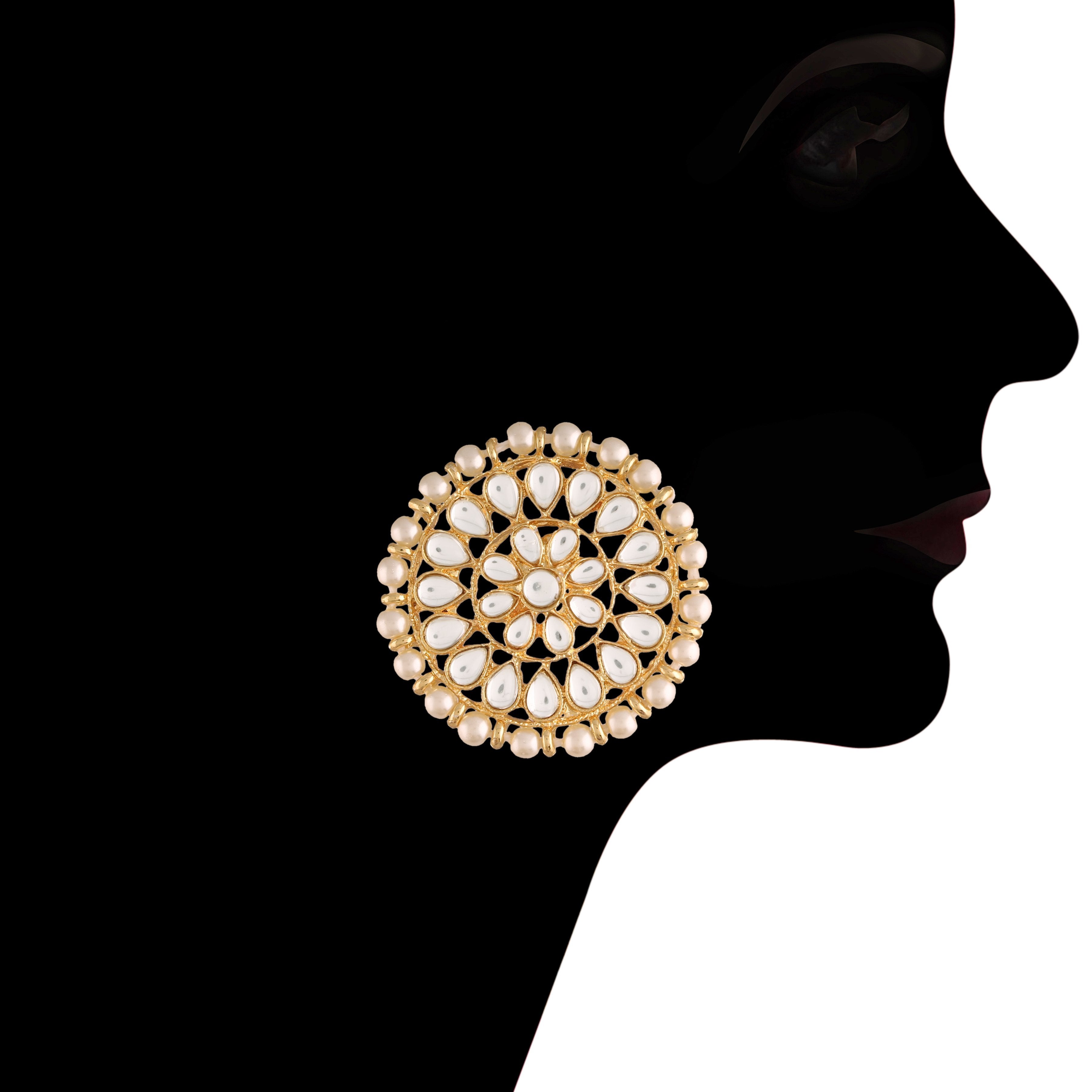 Women's Gold Plated White Choker Set Glided With Kundan & Pearls - i jewels