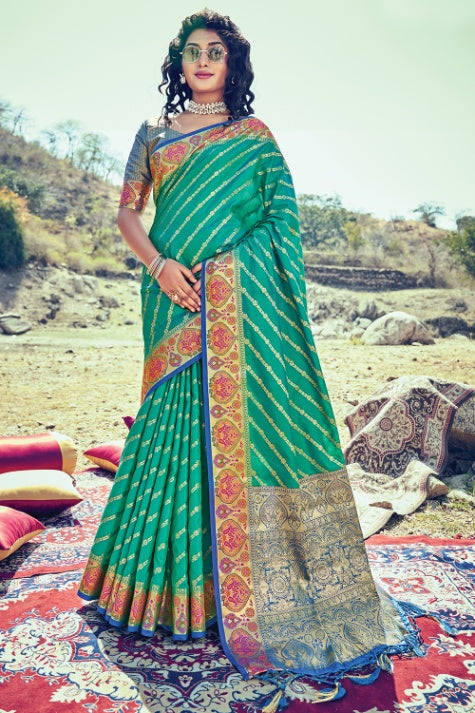 Women's Jade Green Banarasi Silk Saree - Karagiri