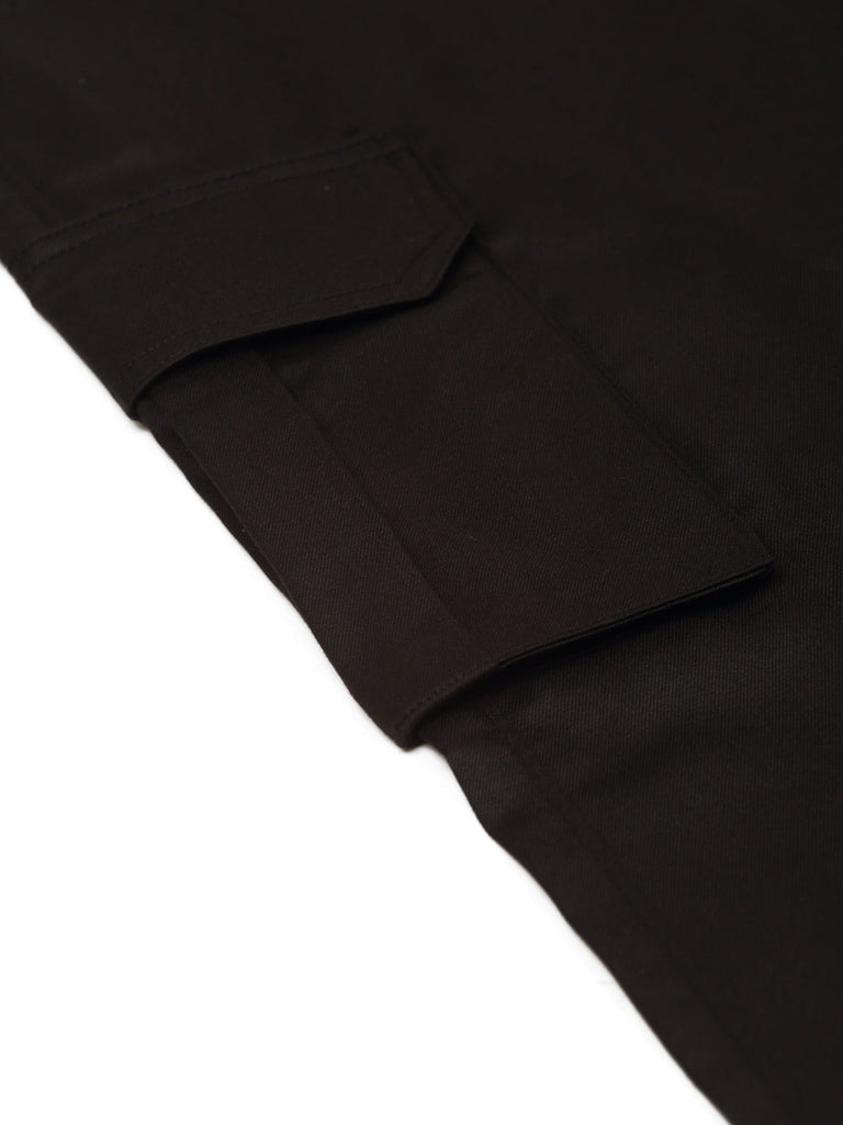 Men's Casual Cotton Solid Cargo Pants ( KGP 154 Black )