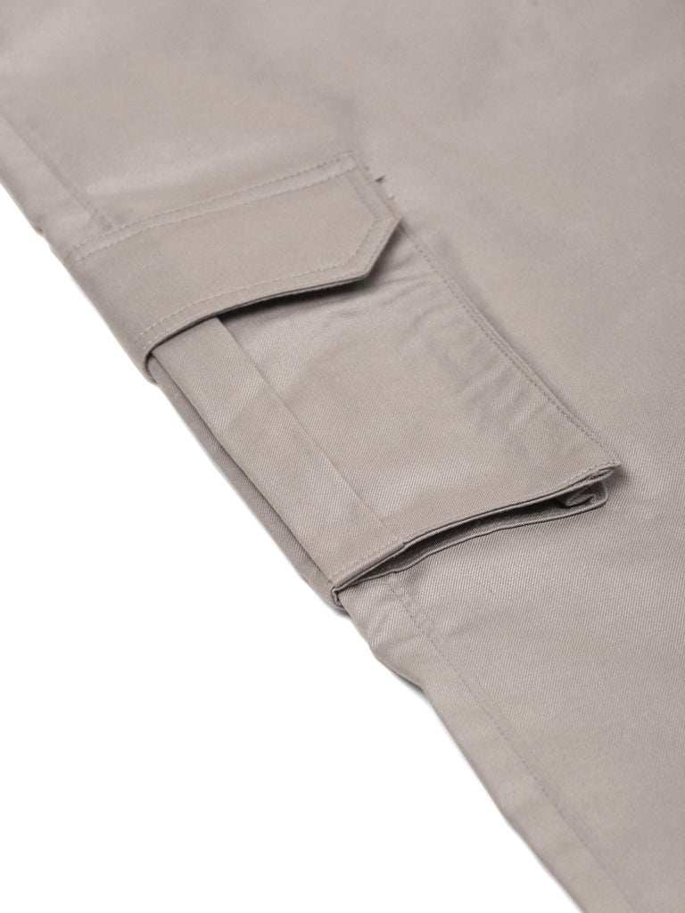 Men's Casual Cotton Solid Cargo Pants ( KGP 154 Light-Grey )
