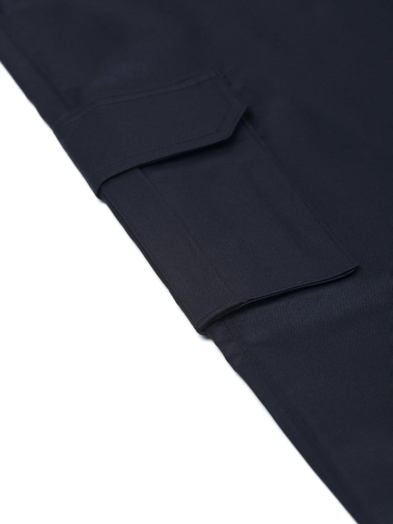 Men's Casual Cotton Solid Cargo Pants ( KGP 154 Navy-Blue )
