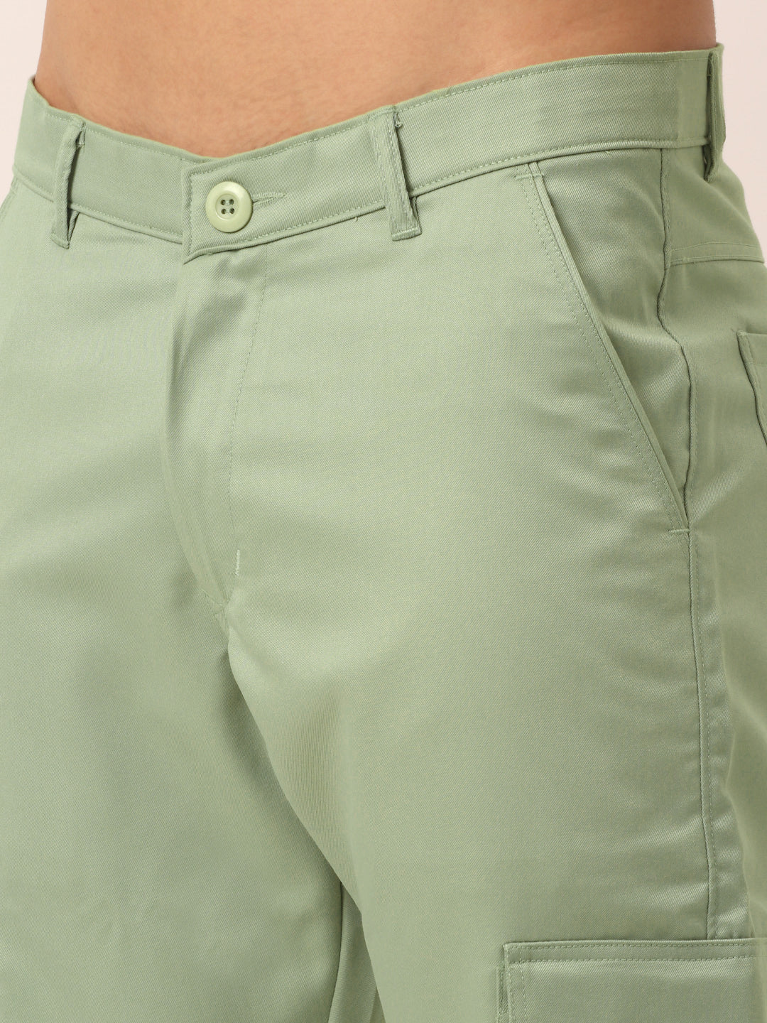 Men's Casual Cotton Solid Cargo Pants ( KGP 154 Pista-Green ) - Jainish