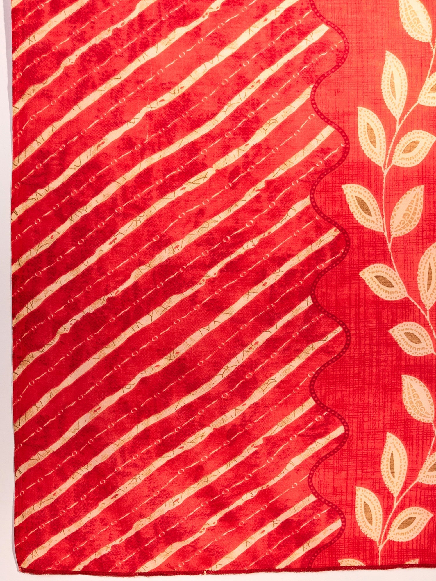 Women's Red Printed Straight Kurta Trousers With Dupatta Set - Indo Era