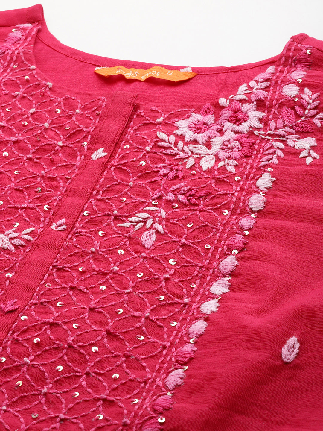 Women's Pink Embroidered Straight  Kurta Trousers With Dupatta Set - Indo Era