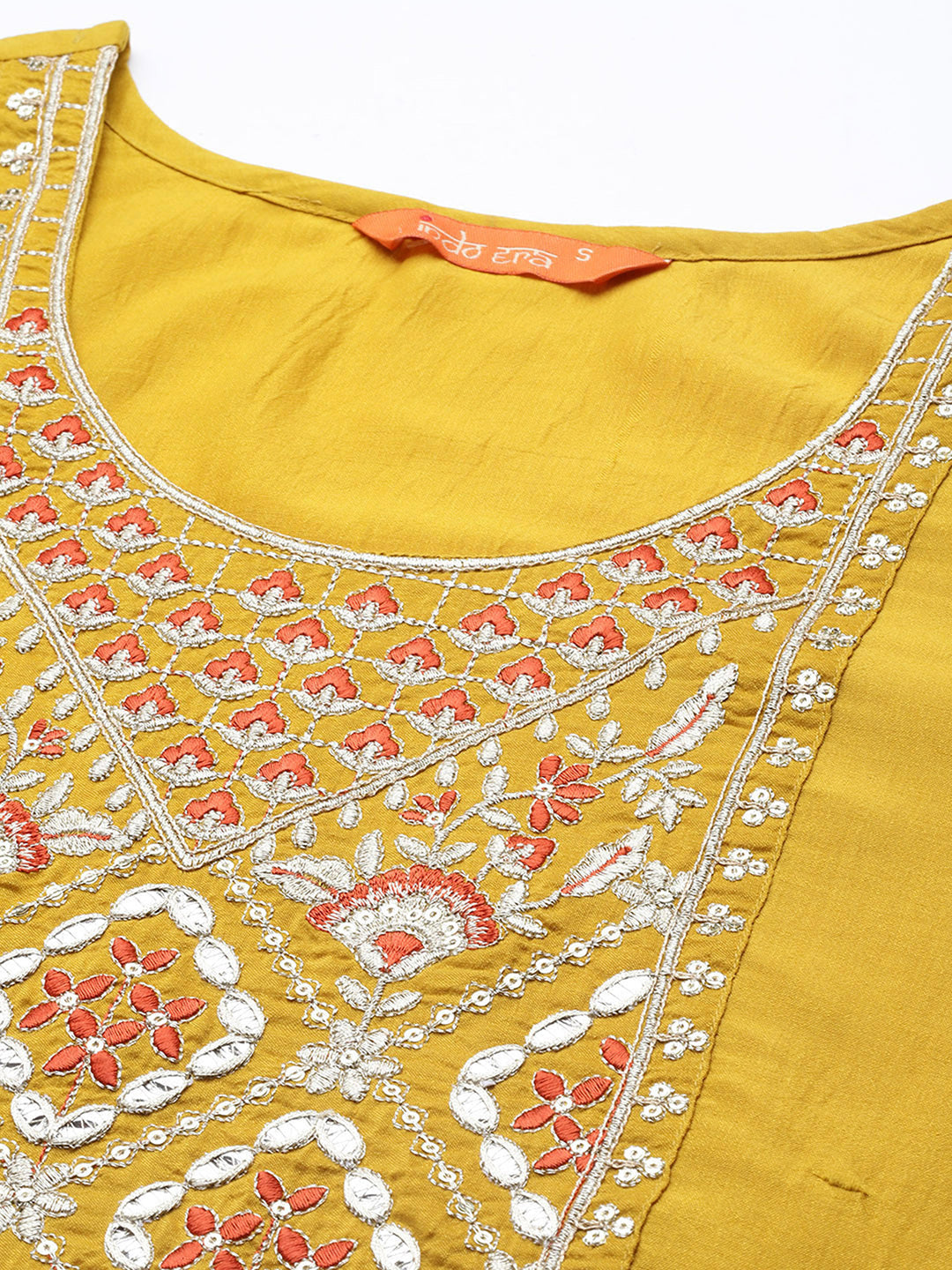 Women's Yellow Embroidered Straight Kurta Sharara With Dupatta Set - Indo Era