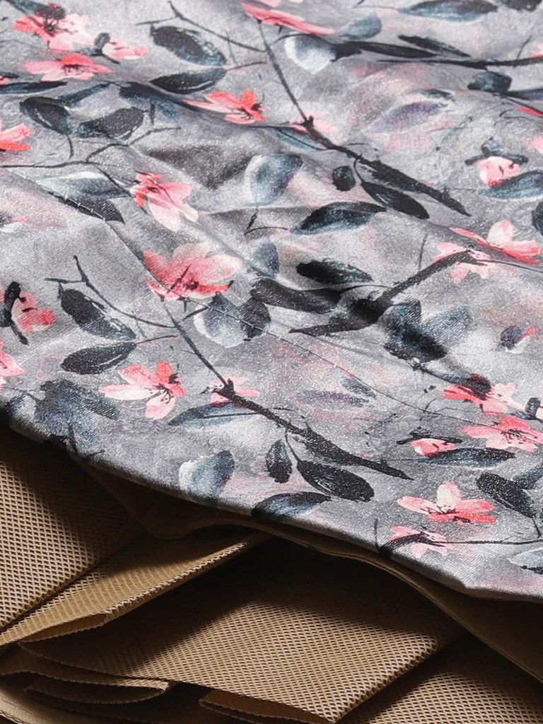 Women's Digital Print Shiney Satin Semistitched Lehenga Choli With Unstitched Blouse And Thred Work Dupatta