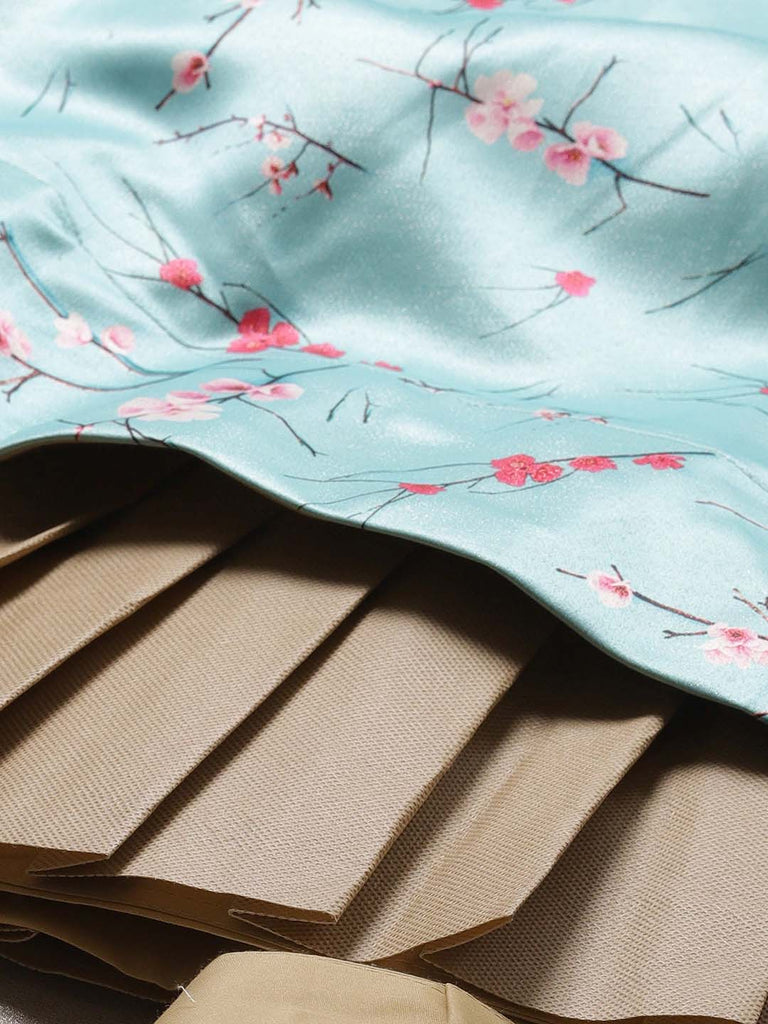 Women's Digital Print Shiney Satin Semistitched Lehenga Choli With Unstitched Blouse And Thred Work Dupatta