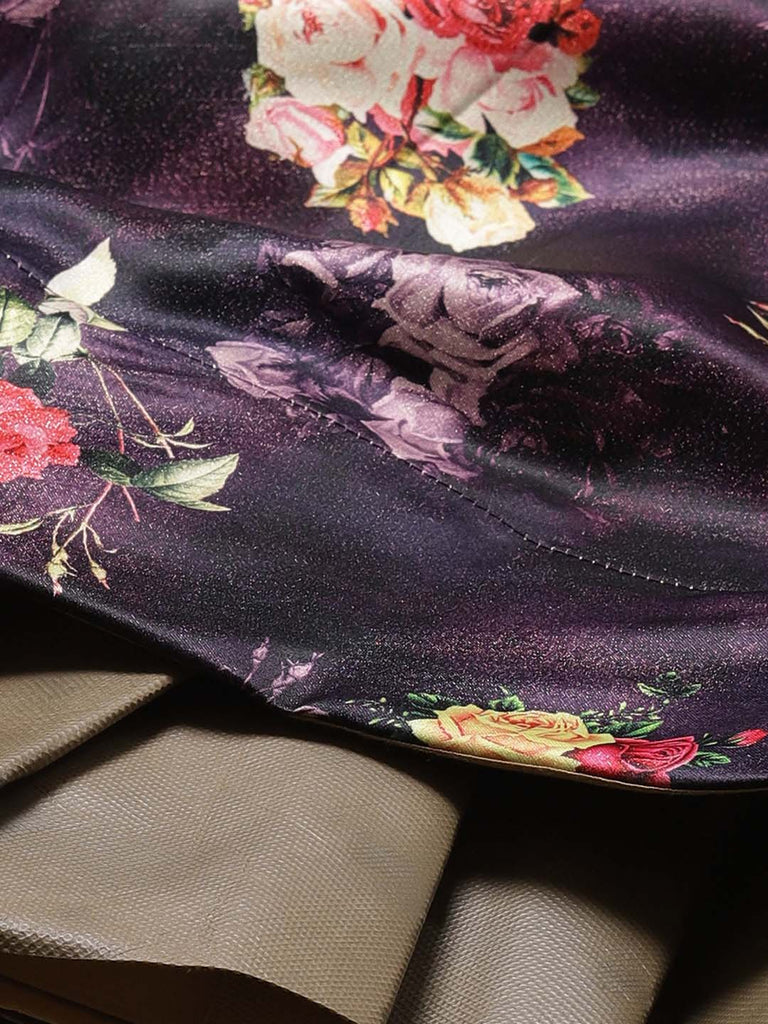 Women's Digital Print Shiney Satin Semistitched Lehenga Choli With Unstitched Blouse And Thred Work Dupatta