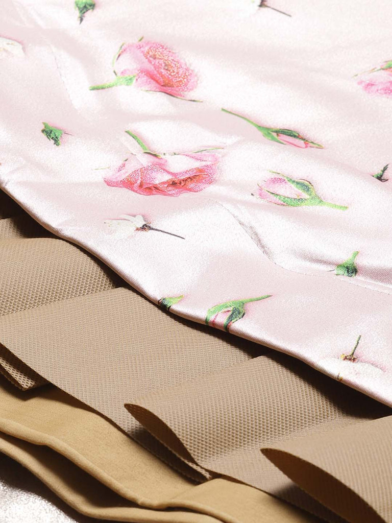 Women's Digital Print Shiney Satin Semistitched Lehenga Choli With Unstitched Blouse And Thred Work Dupatta