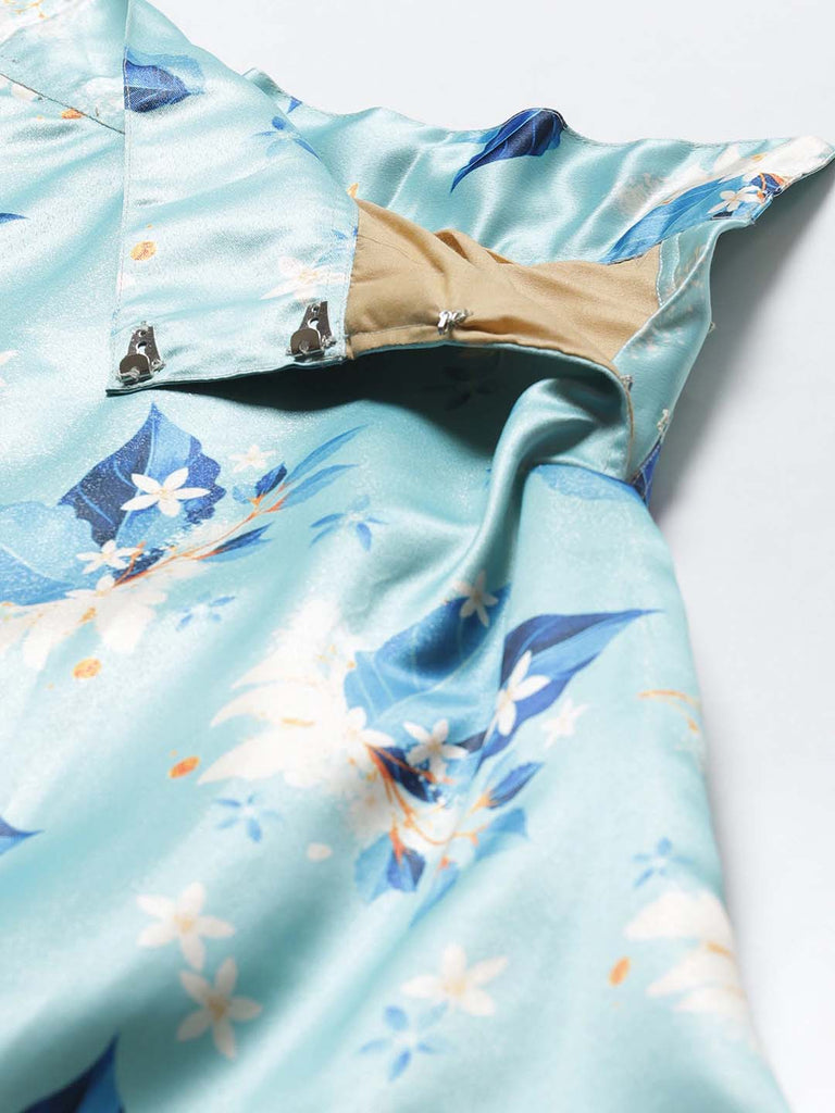 Women's Digital Print Shiney Satin Semistitched Lehenga Choli With Unstitched Blouse And Thred Work Dupatta