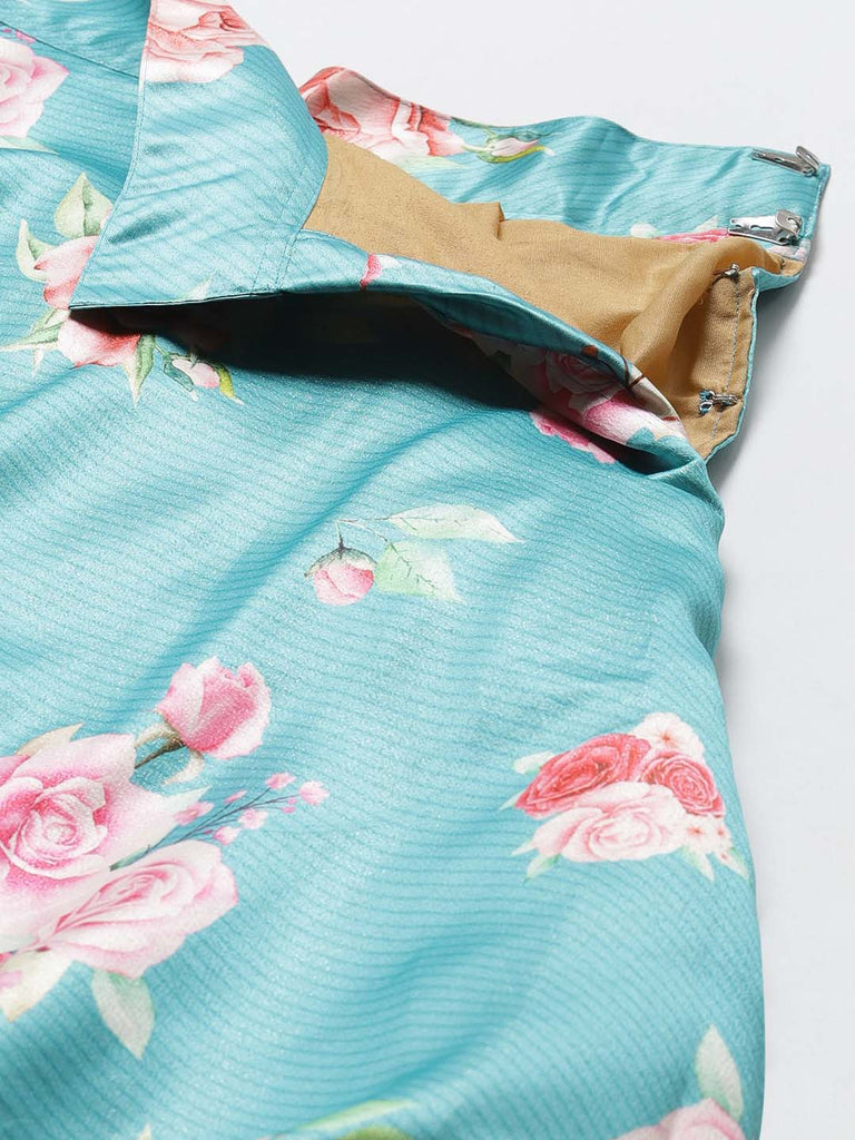 Women's Digital Print Shiney Satin Semistitched Lehenga Choli With Unstitched Blouse And Thred Work Dupatta